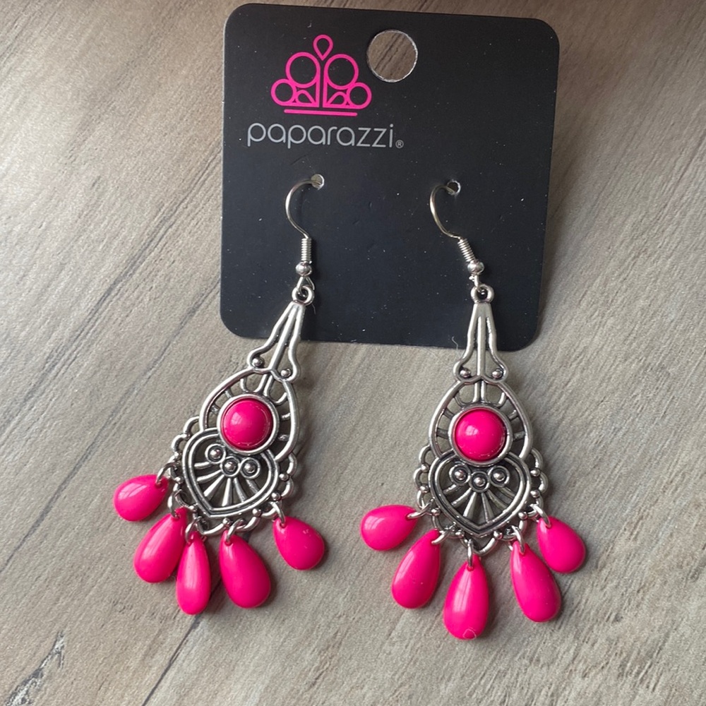 Hot Pink earrings Teardrop